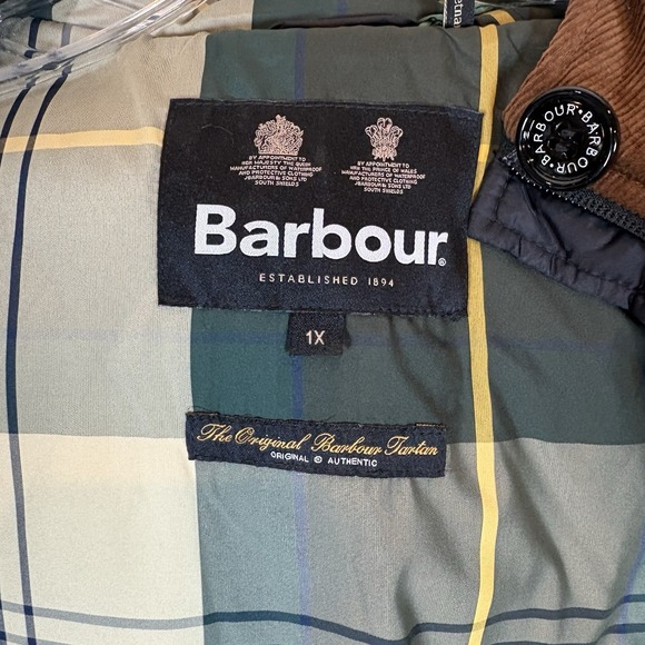 Barbour Womens Mickley Corduroy Trimmed Quilted Jacket Black Brown Size 1XL New - Picture 6 of 13